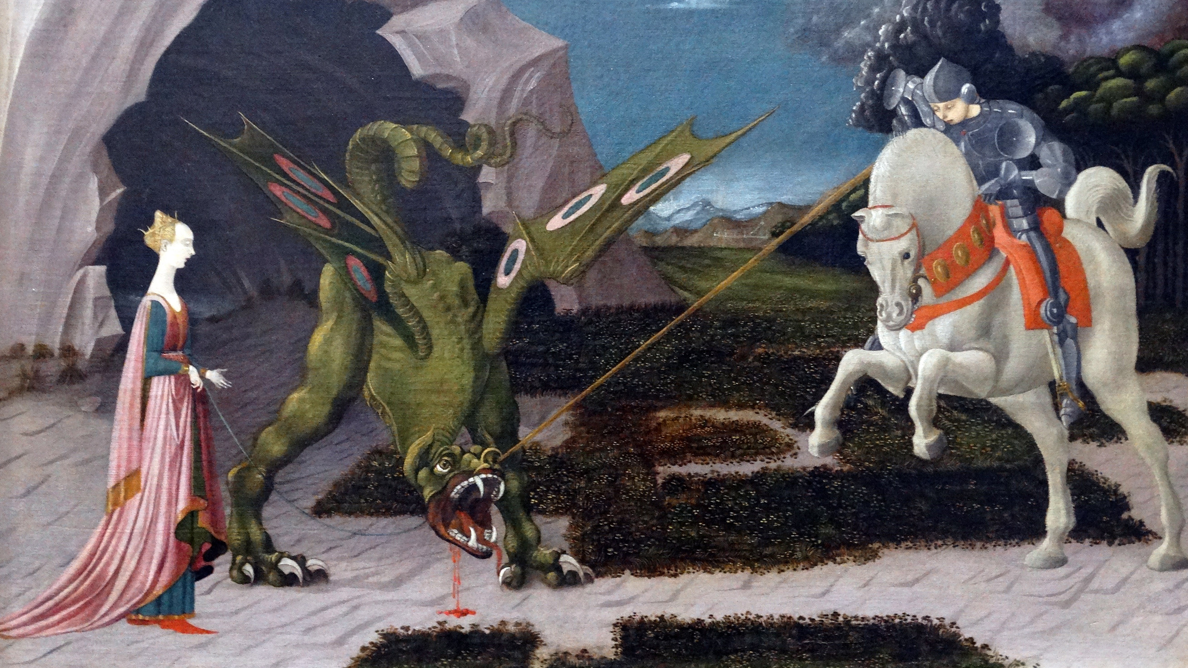 Painting titled 'Saint George and the Dragon' by Paolo Uccello (© Photo 12/Universal Images Group via Getty Images)